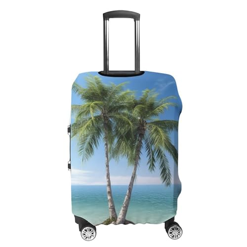 Sea Palm Trees Travel Luggage Cover Anti-scratch Suitcase Cover Elastic Suitcase Protective Cover Fits 19-32 Inch Luggage L4