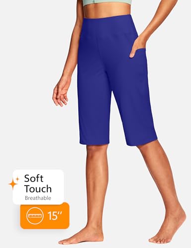 Image of ISEEGZ 15 inch / 18 inch / 21 inch / 25 inch Capri Pants for Women High Waist with Pockets Women's Capris Workout Yoga Pants Loose Straight Leg