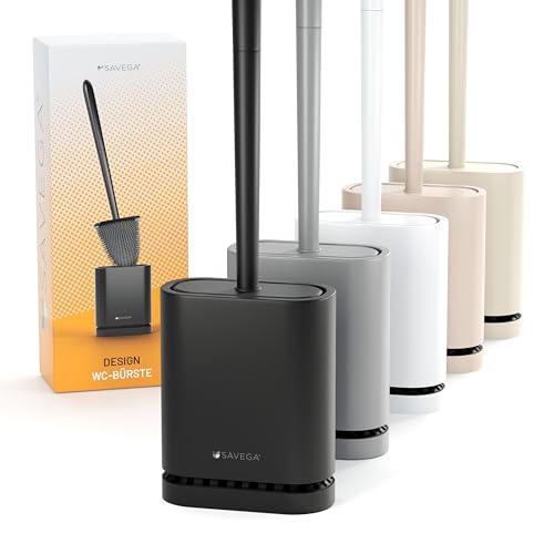 SAVEGA – Klobürste aus Silikon – Toilettenbürste für die Wandmontage – WC Bürste ohne Bohren - Klobürstenhalter - Toilet Brush - WC Bürstengarnitur – Toilettenbürstenhalter - Toilet Brush (Schwarz)