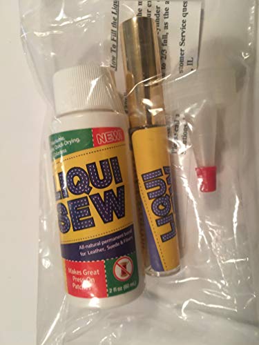 Liqui Sew Adhesive Kit for Permanent Bond of Fabrics, Leather, Press On Patches and More 2 oz.
