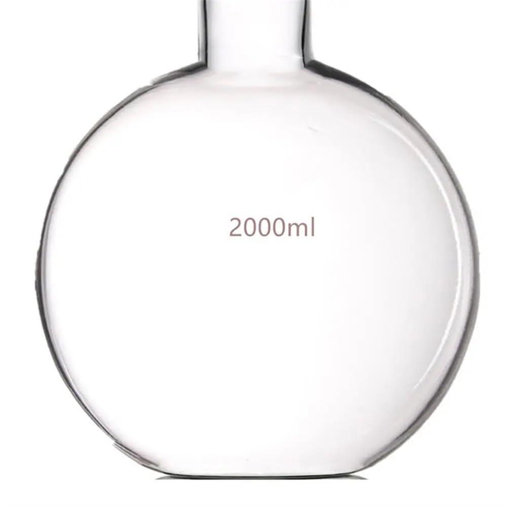 Cristalería de Laboratorio Matraz de vidrio de fondo plano de 2000 ml, 24/40, cuello de 1 boca, recipiente de laboratorio de 2 litros