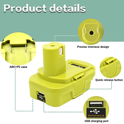 Image of DM18RL Battery Adapter for Dewalt to Ryobi Battery Adapter, Convert Dewalt 20V Llithium Battery to Ryobi 18V P107 P108 Battery with 5V 2.1A MAX USB Charge