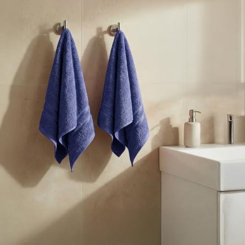 Image of MYTRIDENT Trident Hand Towels, 100% Cotton, Highly Absorbent, Super Soft, 2 Piece Hand Towel Set, 400 GSM, Hand Towel Set of 2, Gym Spa Towel, Comfort Living Towel-New Navy