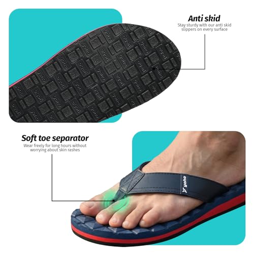 Image of YOHO Grip Nova Slippers for Men with Arch Support, Cloud Cushion Comfort, Lightweight & Anti Skid | Flip Flop for Everyday Use, Footwear for Man /Boys /Gents