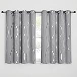 PONY DANCE Blackout Curtains for Window - Short Thermal Black out Curtains with Foil Printed Soundproof Privacy Protection Window Treatment Drapes for Living Room, 46 x 54 Inch, Silver Grey, 2 Panels