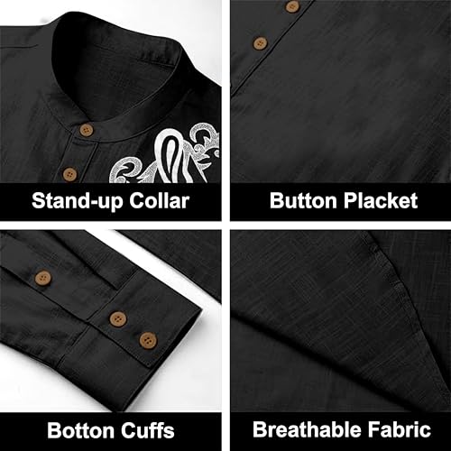 Image of Men's Printed Cotton Blend Short Kurta | Regular Fit Casual Kurta Shirt for Men with Mandarin Collar | Ethnic