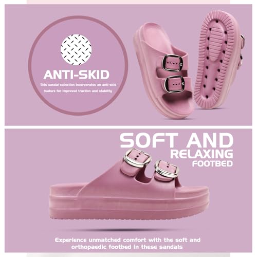 Image of Women Summer Flip Flop Slippers Casual Pillow EVA Anti-Slip Sole Slide Slipper Double Strap Sandals for Women's & Girls Rubber Flats