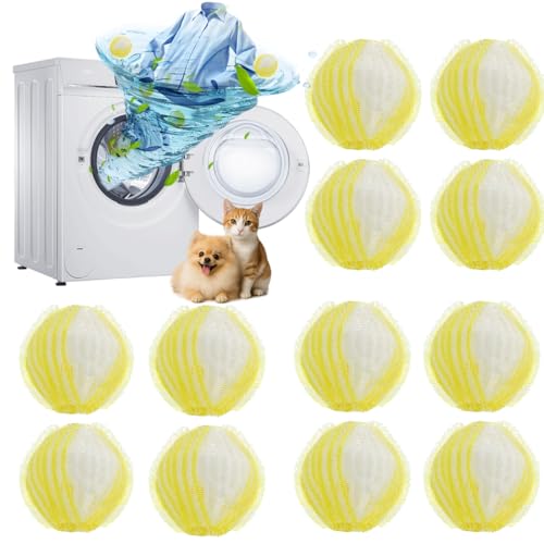 12 Pezzi Acchiappa Peli per Lavatrice,Riutilizzabile Palline Lavatrice Cattura Peli Lavatrice,Sfere per Bucato Cattura peli Animali e Capelli,Rimuovere Peli di Animali Domestici e Lanugine Raccogliere