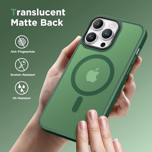Coque iPhone 14 Pro Max magnétique mate verte avec protection écran et objectif GONEZ - 7
