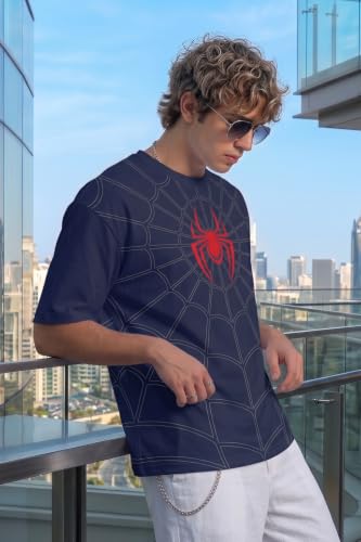 Image of Veirdo Men Spider-Man Printed Oversized T-Shirt
