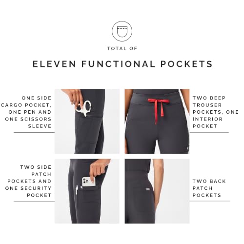 Image of FIGS YOLA High Waisted Skinny Scrub Pants for Women - 11 Pockets, 4-Way Stretch, Yoga Waistband