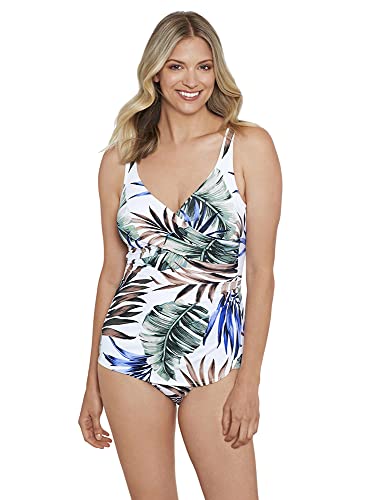 10 Best Bathing Suits with Tummy Control for Women Over 60: Flattering Swimwear for Confidence at Any Age 27 Penbrooke Shape Solver Women's Swimwear Tropicali Cross Over Sarong Soft Cup One Piece Swimsuit, Multi, 18