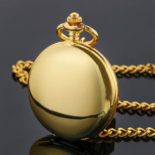 Image of Smooth Pocket Watch Alloy Steel Quartz Roman /Arabic Numerals with 37cm Chain for Father's Day Xmas Best Gifts