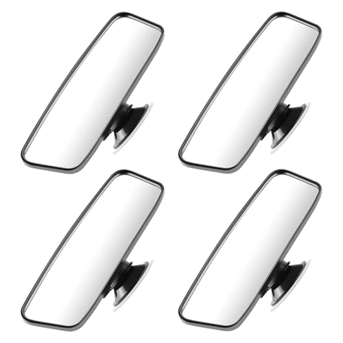 GALPADA Espejo Retrovisor para Bebés Ventosa de Gran Succión Cristal Gran Angular Ajustable 360° Espejo Interior Pequeño para Coche Familiar y Autoescuelas 4 Unidades Negras