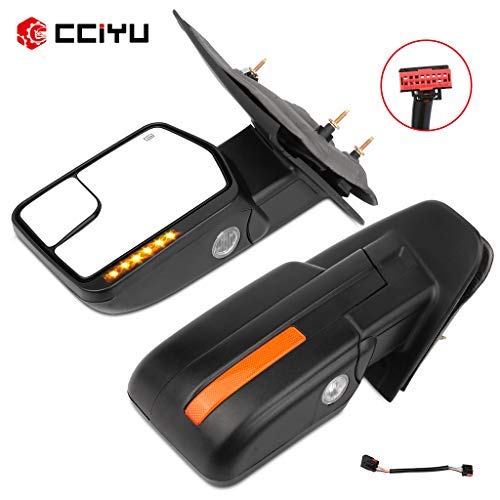 cciyu Tow Mirrors, Car Mirrors,Towing Mirrors Fit for 2004-2014 for F-150 with 1 Pair Power Heated Manual Folding Turn Signal Lights Back Reflector