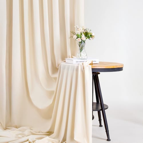 Image of Ivory Backdrop Curtains Photography Background Drapes: 20ft x 10ft Polyester Fabric Panels - for Birthday Anniversary Ceremony Decorations