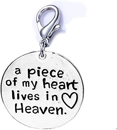 Sexy Sparkles Memorial Charm – A Piece of My Heart Lives in Heaven Clip-On Pendant, Zinc Alloy with Lobster Claw Clasp, Ideal for Bracelets and Necklaces image 2