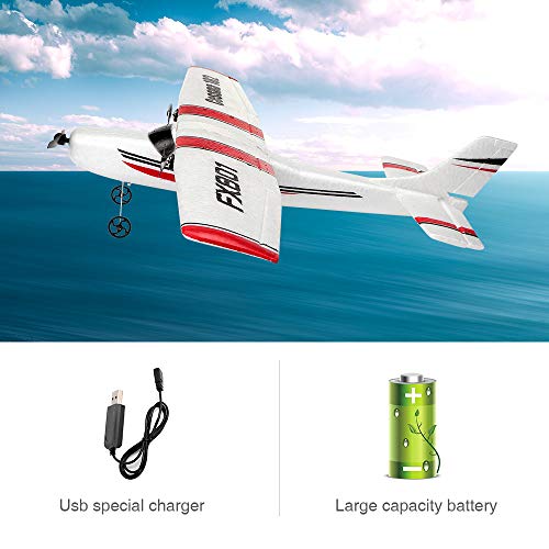 RC Plane 2.4GHz 2CH Remote Control Airplane Ready to Fly, Gliding Aircraft Model Easy to Fly for Kids Beginner with 2 Extra Batteries