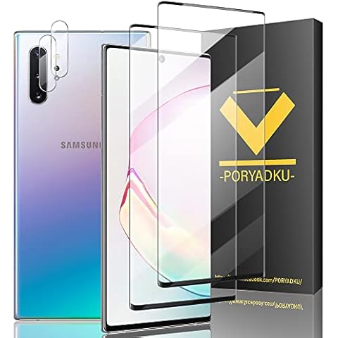 (2+2 Pcs) For Samsung Galaxy Note 10 Plus Screen Protector (2 Pcs) +Camera Lens Protector (2 Pcs), [100% Fingerprint Unlock] 9H, 3D Coverage, HD for Note 10 Plus Tempered Glass Screen Protector Cover