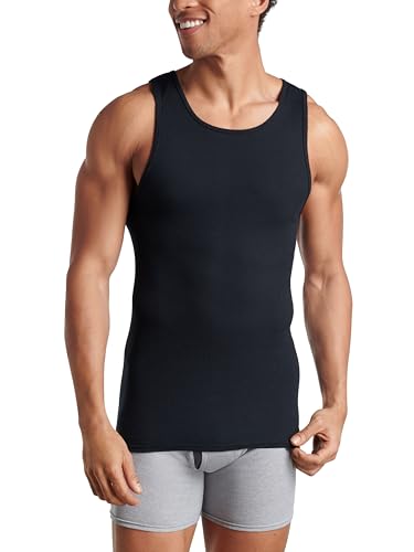 Fruit of the Loom Men's Lightweight Active Cotton Blend Undershirts, Tank - 8 Pack - Black/Grey, Large image 2