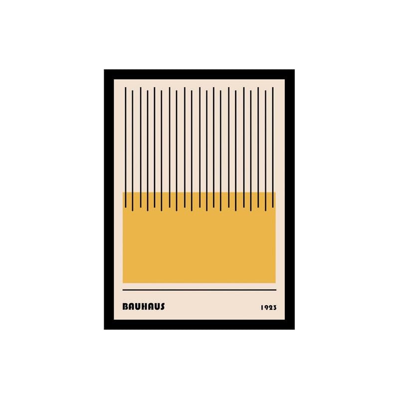 Image of BLINKART Vintage Bauhaus Retro Geometric Aesthetic Poster Gallery | Colorful Wrap Framed For Home Office Studio Living Room Modern Art Studio Decoration Abstract Shapes | (d145) | 13x10 Inch