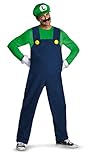 Disguise Super Mario Luigi Deluxe Mens Adult Costume, Green/Blue, XX-Large/50-52