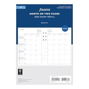 Filofax A5 Monatsansicht Nachfüll-Inlay 2025