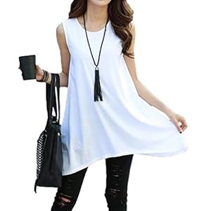 セノーテリコ Cr14 Wtl タンクトップ レディース ノースリーブ ロング シャツ チュニック ワンピース Tシャツ 無地 夏 綿 ヘムライン ロングタンクトップ 体型カバー カジュアル きれいめ おしゃれ 黒 白 色 タンクトップレディース ヨガウェア スポーツ ロング丈 ロング