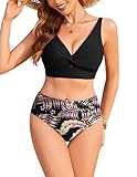 DESIGN ÉLÉGANT:​ ce maillot de bain 2 pièces femme allie élégance et sophistication. Le haut torsadé et le bas taille haute gainant créent une silhouette flatteuse et sexy. Les bretelles réglables offrent un maintien sûr qui met magnifiquement en valeur votre forme.