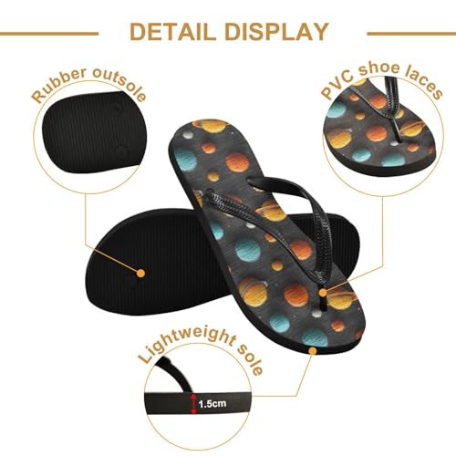 Flip Flop Sandals Cartoon Planets Print for Women Men Beach Outdoor XS3