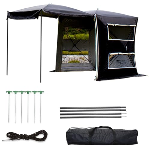 MIAOMI Bus Awning Freestanding with Sleeping Cabin for 3-4 People, Tent for Car, Bus, Van, Minivan, Bulli, Tailgate Tent, Car Awning, Waterproof Car Camping Tent(Black,Small)