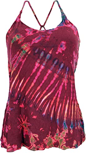 Guru-Shop Top Hippie Batik Elastico - Canotta Verde Taglia 38 - Modello Unico - 5