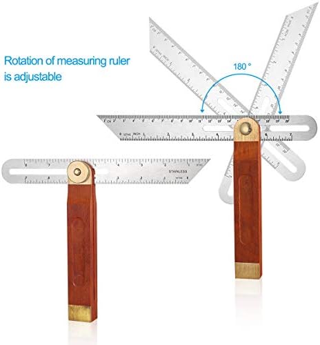 OUNONA 9-Inch Sliding T-Bevel with Hardwood Handle Stainless Steel Blade Ruler for Craftsman Builder Carpenter Architect Engineer