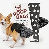 HUAFLY Dog Diapers Male Reusable Pants for Dogs, Unisex for Male & Female, Breathable Waterproof with 50 Dog Poop Catcher Bags, Adjustable Belly for Leak-Proof Indoor&Outdoor Use Poop Wraps M