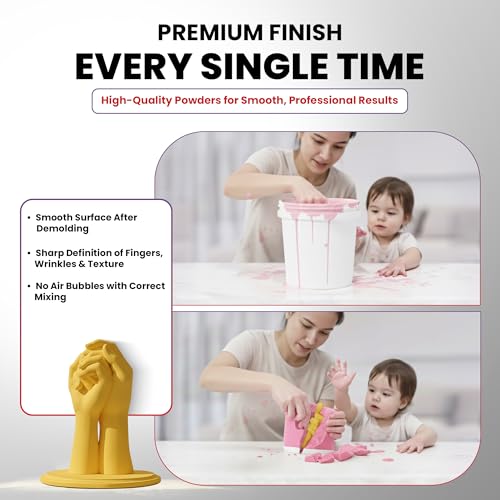 Image of Molding Powder 500gms & Casting Powder 1Kg Combo Pack for Hand Casting | DIY Plaster Mold Kit for Couples, Family & Baby Handprint Keepsake | Ideal for Birthday & Anniversary Gift