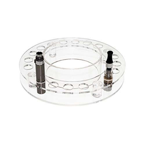 Avà srl Prèsentoir en plexi pour 20 Cigarettes électroniques et Les recharges - Diamètre du Trou : 15 mm - Diamètre : 18x H2.6 cm