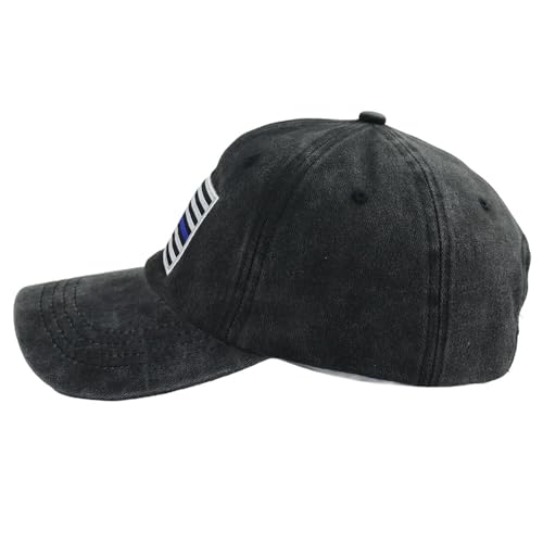 Image of HHNLB Thin Blue Line American Flag Hat, Cotton Adjustable Embroidered Police Baseball Cap for Men Women