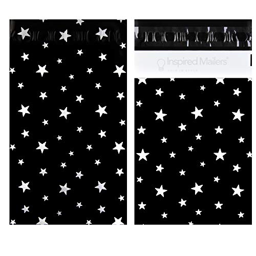 Image of Inspired Mailers - Poly Mailers Variety Pack of 30 (10 Each: 6x9, 10x13, 14.5x19 Sizes) - Silver Stars Deluxe - Assorted Sizes Shipping Bags - Multi-Size Envelopes