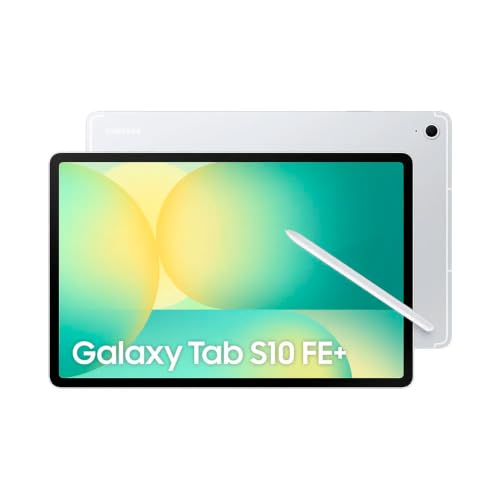 Image of Samsung Galaxy Tab S10 FE+ Plus w /S-Pen | 128GB, 8GB RAM, Wi-Fi Only | 13.1 inch LCD, WiFi 6E Android 15 Tablet, 4K Camera | International Model X620 | 25W Fast Charger Bundle (Silver)