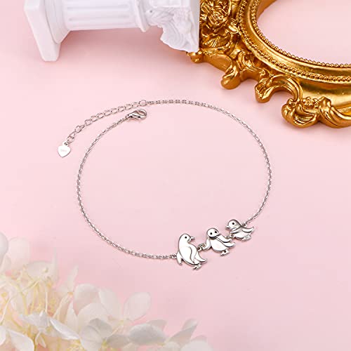 3 Penguin Anklet For Women 925 Sterling Silver Penguin Ankle Bracelet For Girls Adjustable Beach Foot Chain 9+1.5 Inch Charm Animal Family Jewelry Birthday Gifts #TOP4