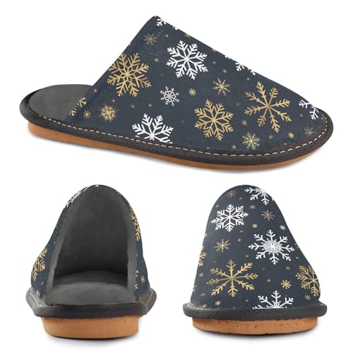 Slippers for Women Christmas Snowflakes Pattern Soft Winter Warm Shoes Indoor Outdoor Non-Slip House Travel Slippers4
