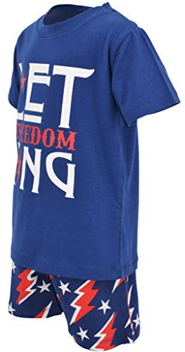 Image of Boys 2pc Shorts Set Outfit Short Sleeve Shirt with Bold Applique Print and Shorts