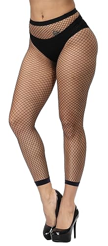 Pareberry Women's Footless Fishnet Stockings High Waisted Pantyhose Mesh Wide Tights