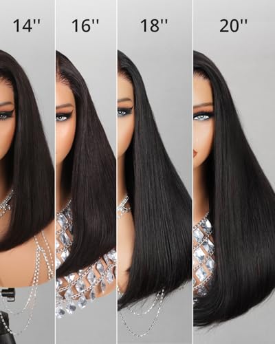 MEGALOOK Salon-Quality Ready to Go Glueless Wigs Human Hair 5x6 Pre Cut HD Lace Front Wig 12A Silky Straight Wig Human Hair Real Pre plucked Bleached Tiny Knots 14 Inch - Image 2