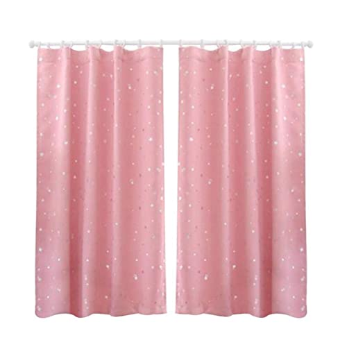 MFLASMF Kids Room Blackout Curtains, Stars Pattern Printed Pencil Pleat Top Window Darkening Drapery for Bedroom Nursery Playroom Home Decor 2 Panels,pink,130x190cm