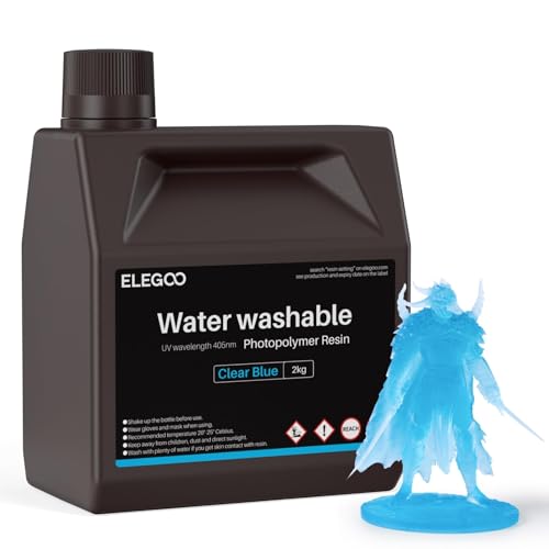 Image of ELEGOO Water Washable 3D Printer Resin LCD UV-Curing Resin 405nm Standard Photopolymer Resin for Mars Saturn Jupiter MSLA DLP LCD 3D Printing 2000Gram Clear Blue