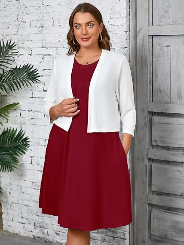 Image of AusLook Plus Size Midi Dress for Women Sleeveless Casual Summer Tank Dress with Pockets A-Line Loose Swing Dress 1-5X