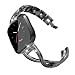 TOYOUTHS Bling Bracelet Compatible with Fitbit Versa/Versa 2 Bands for Women Stainless Steel Wristbands Replacement for Versa Lite Edition/Versa SE Accessories Dressy Metal Strap Bangle Black