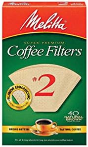 Melitta 612412 #2 Filtros de café con cono marrón natural, 40 unidades (paquete de 2)