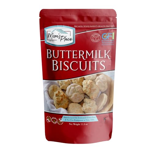 Mom's Place Gluten-Free Buttermilk Biscuit Mix, Kosher, Non-GMO & Dairy Free, Nut Free, Soy Free & Corn Free, Easy to Prepare, Makes 8-9 Fluffy Biscuits